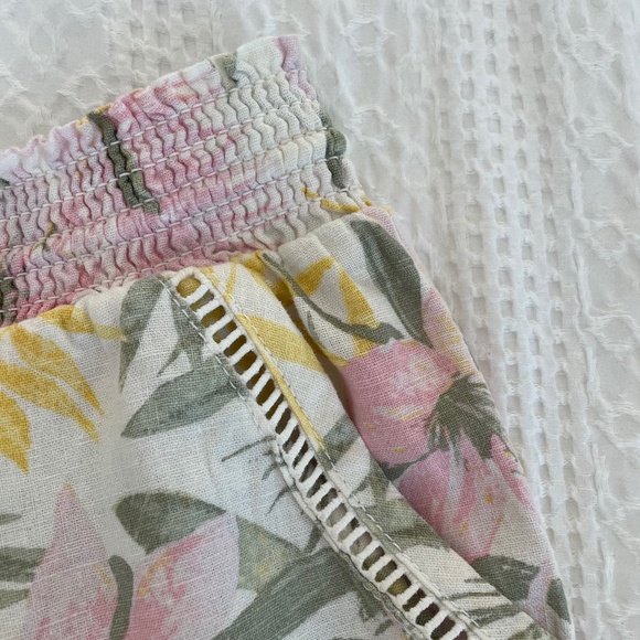 Linen Blend Tropical Print Shorts - Picture 2 of 16